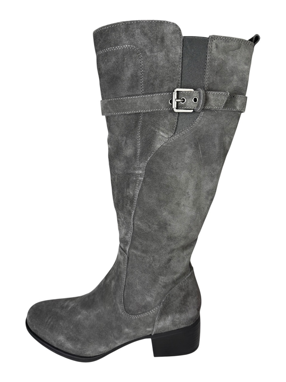 NWT Naturalizer Grey Suede Wide Calf Riding Knee High Boots Block Heel 9 M